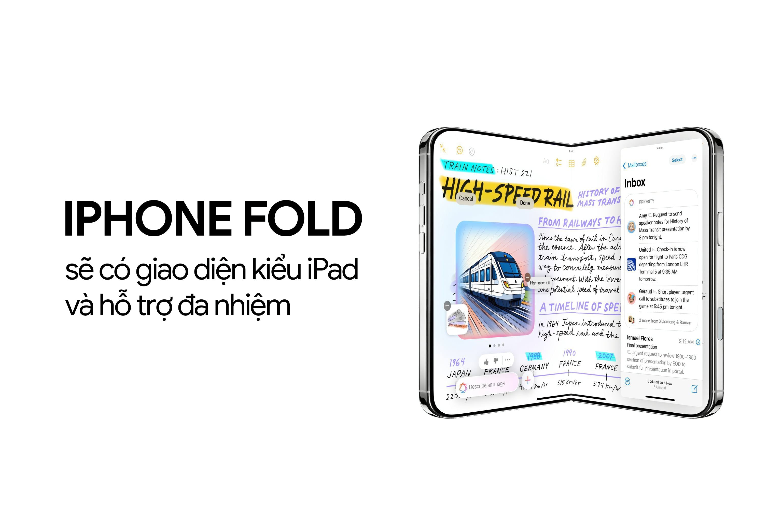 iPhone Fold sẽ có giao diện đa nhiệm kiểu iPad