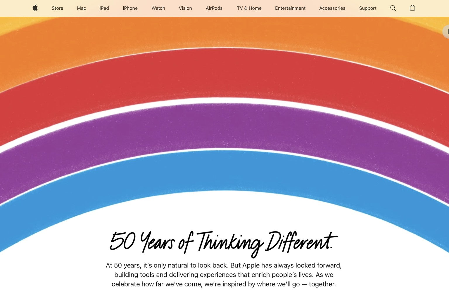 Apple kỷ niệm 50 năm bằng hoạt ảnh đặc biệt trên trang chủ