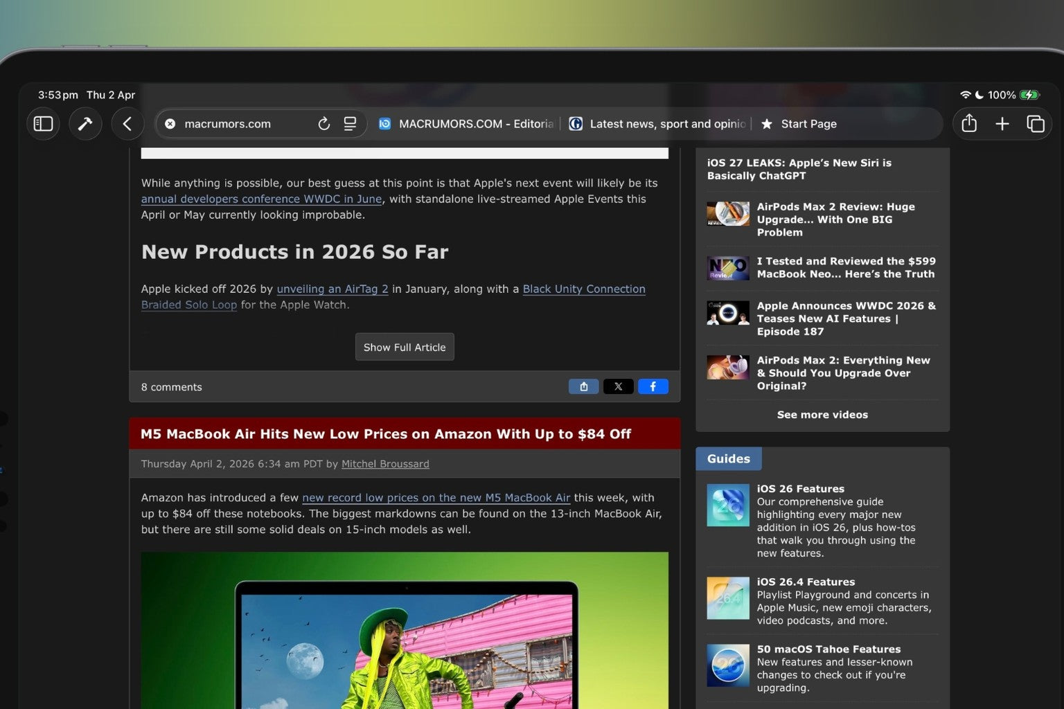 Safari đưa lại bố cục tab Compact trên Mac và iPad